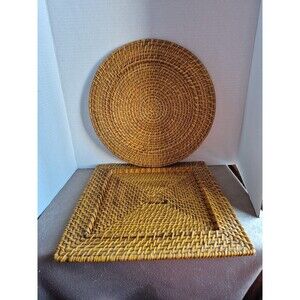Wicker Round And Square Set Of 2 Charger Plates